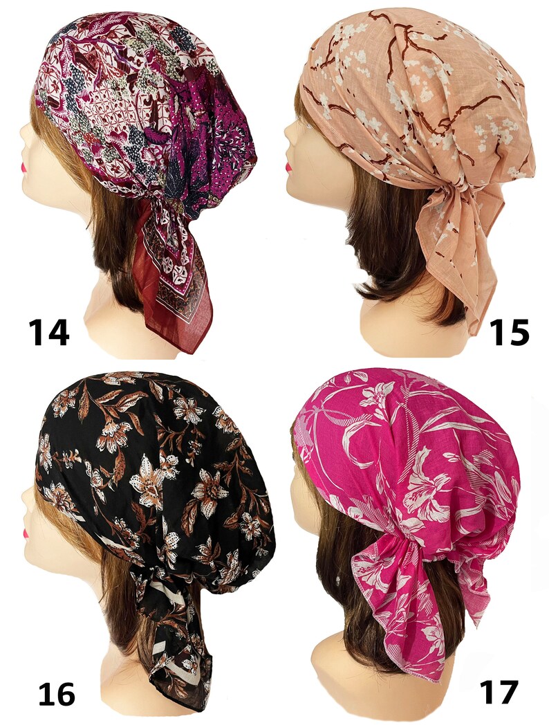 Soft super light 100% Cotton hair scarf head wrap bandana pre-tied hair scarf kopftuch doctors nurses chemo headscarves zdjęcie 5