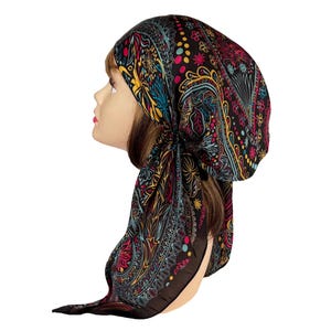 Soft luxurious silky pre-tied hair scarf multi color head wear cap stylish head wrap for women Chemo Cancer Patients hair loss.
