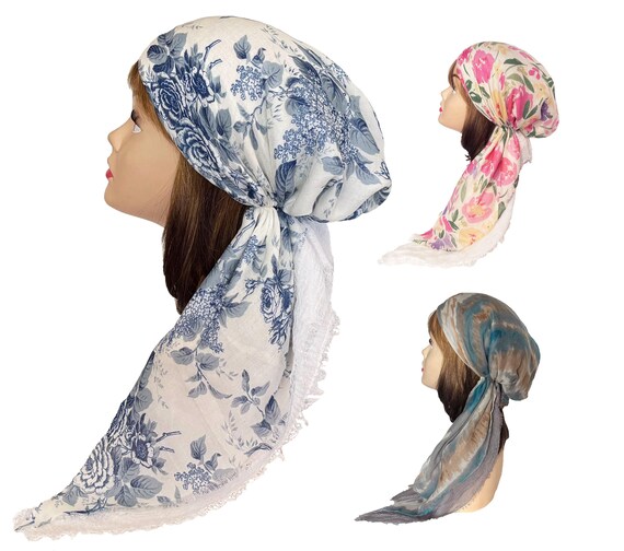 Gauze Headscarf With Fringed Tail - Pre-tied Head Wrap, Hair  display picture 1