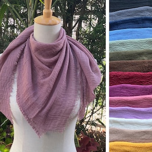 Gauze Super Soft Fringed Crinkle Scarf Square Scarves Light Weight Summer Shawl Neck Scarf Sun Bandana Hair Scarf gift