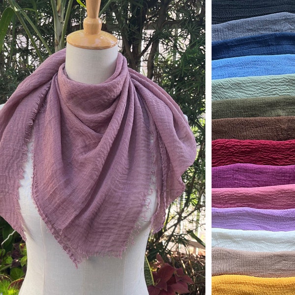 Gauze Super Soft Fringed Crinkle Scarf Square Scarves  Super Light Weight Summer Shawl Neck Scarf Bandana Hair Scarf gift