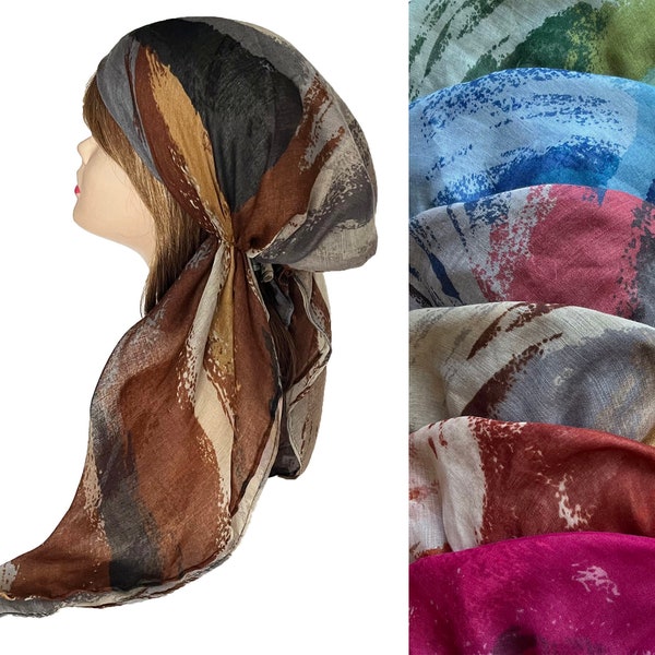 Long gauze pre-tied head wrap hair cover chemo cap headwear bandana slip on headscarf