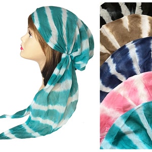 Cotton Long head scarf stripes head wrap tichel chemo head scarf pre tied