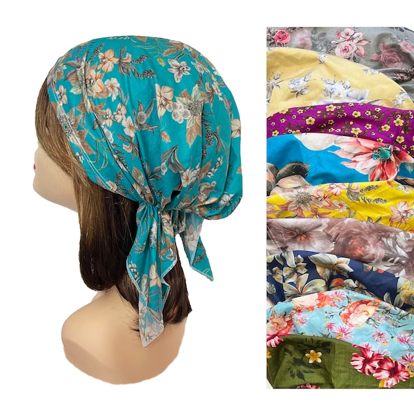 Soft super light 100% Cotton hair scarf head wrap flowers bandana pre-tied hair scarf kopftuch doctors nurses chemo headscarves