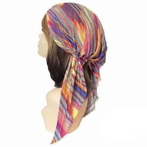 Plaid Knit Pre Tied Head Wrap, Lightweight Hair Scarf, Multiple Colors