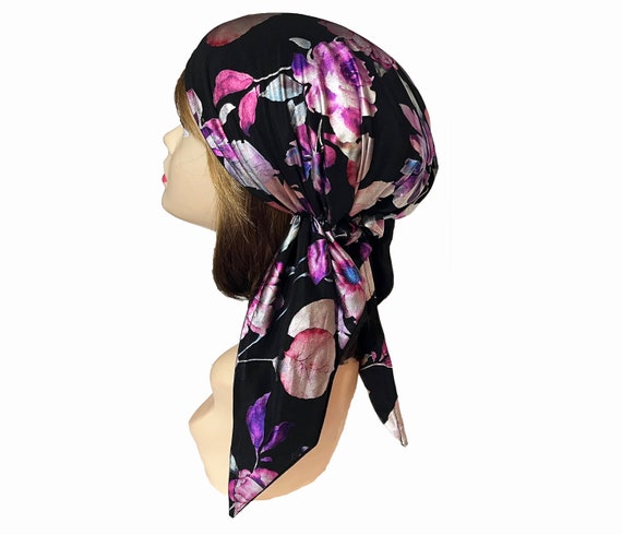 Elegant Purple Headwrap with Floral Design Adorned Headwrap - Purple Amethyst Headwrap | Timeless  main image 3