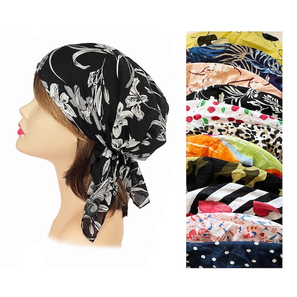 Foulard pour cheveux 100 % coton, doux et super léger, bandana, foulard pré-noué pour cheveux, kopftuch, médecins, infirmières, foulards de chimio