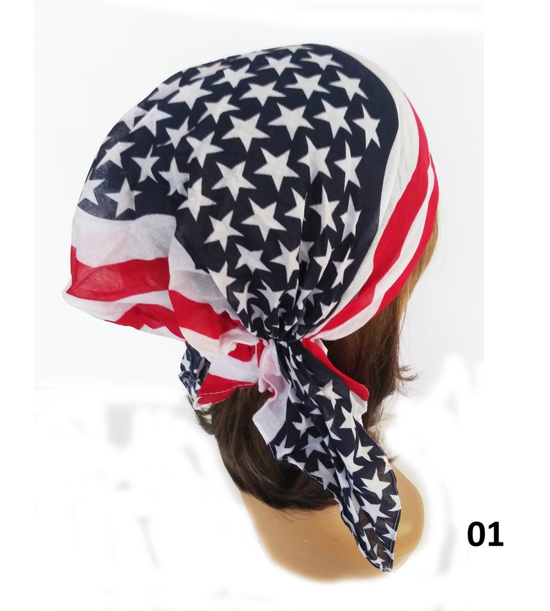american flag head scarf head wear rainbow LGBT bandanas pre-tied cotton peace sign headcover cancer chemo cap turban