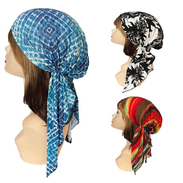 Head scarf bandana pre-tied head wrap soft head cover bandana chemo nurses doctors