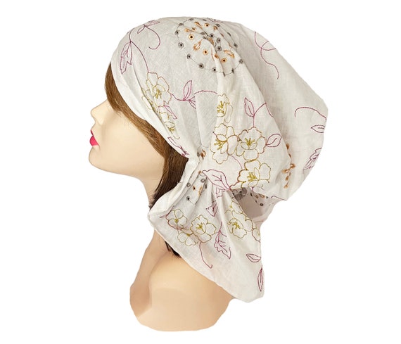 kiezen officieel beetje Buy Embroidered Lightweight Cotton Head Scarf Head Wear Bandana Online in  India - Etsy
