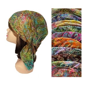 Cotton Embroidered Batik  head scarf head wear bandana pre-tied hair cover cap doctors nurses