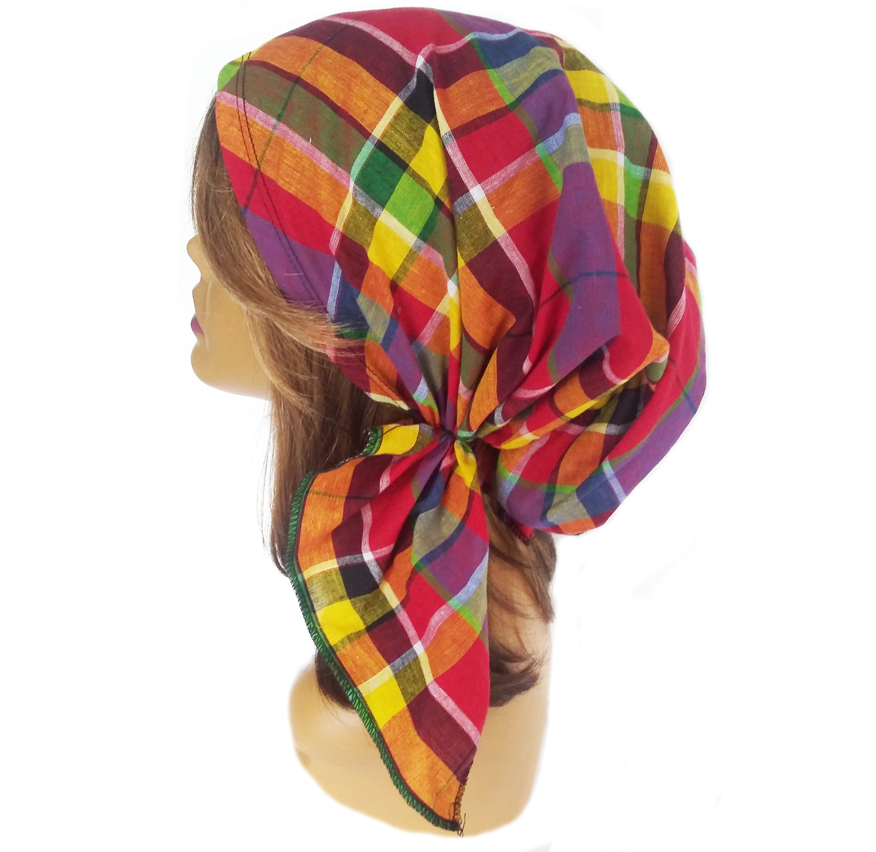 Cotton Madras Plaid PreTied Head Scarf Bandana Head Wear Head Etsy