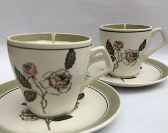 Crown Devon Fieldings Vintage Coffee Cups and Saucers x 2 Crown Devon Fieldings Vintage Coffee Cups and Saucers x 2