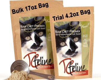 4.2oz TCfeline Raw Cat Food Premix/Supplement to make Homemade Raw Cat Food. Natural, GrainFree, HumanGrade, SpeciesAppropriate:w/Beef Liver