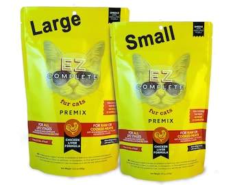 7.9oz EZComplete Raw Cat Food or Cooked Premix to make Homemade Cat Food. Natural GrainFree HumanGrade SpeciesAppropriate:w/Chicken Liver