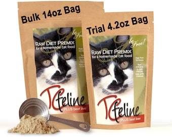 14oz TCfeline Raw Cat Food Premix/Supplement to make Homemade Raw Cat Food. Natural, GrainFree, HumanGrade, SpeciesAppropriate: w/Beef Liver