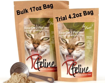 4.2oz TCfeline Raw Cat Food Premix/Supplement to make Homemade Raw Cat Food. Natural GrainFree HumanGrade SpeciesAppropriate:w/Chicken Liver