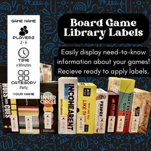 Brettspiel Bibliothek Etiketten - Bogen mit 30 Brettspiel Etiketten zum Organisieren Ihrer Sammlung!