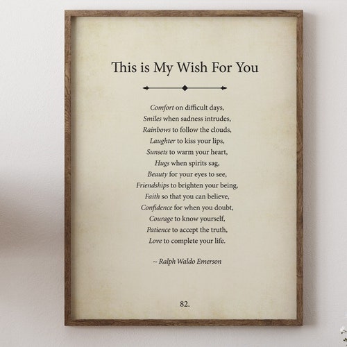 This is My Wish for You Poster Ralph Waldo Emerson Poem Etsy