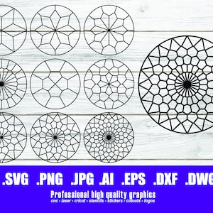 Buntglas Muster Kreise SVG, Muster SVG, Clipart, Dateien für Cricut, Schnittdateien Silhouette, druckbar, Png Dxf