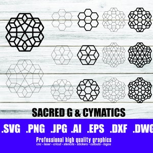 Heilige Geometrie Cymatics SVG, Muster SVG, Clipart, Dateien für Cricut, Schnittdateien Silhouette, druckbar, Png Dxf