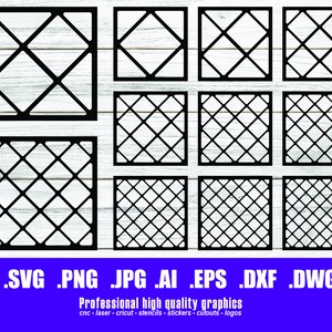 Diagrid Schnittmuster Buntglas SVG, Muster SVG, Clipart, Dateien für Cricut, Schnittdateien Silhouette, druckbar, Png Dxf Ausschneidedateien