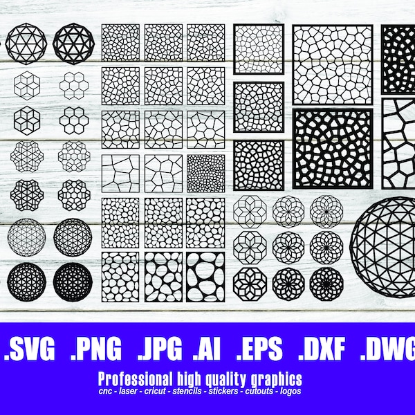 Voronoi and other patterns Pack Stained Glass  SVG, Pattern SVG, Clipart, Files For Cricut, Cut Files Silhouette, Printable,Png Dxf