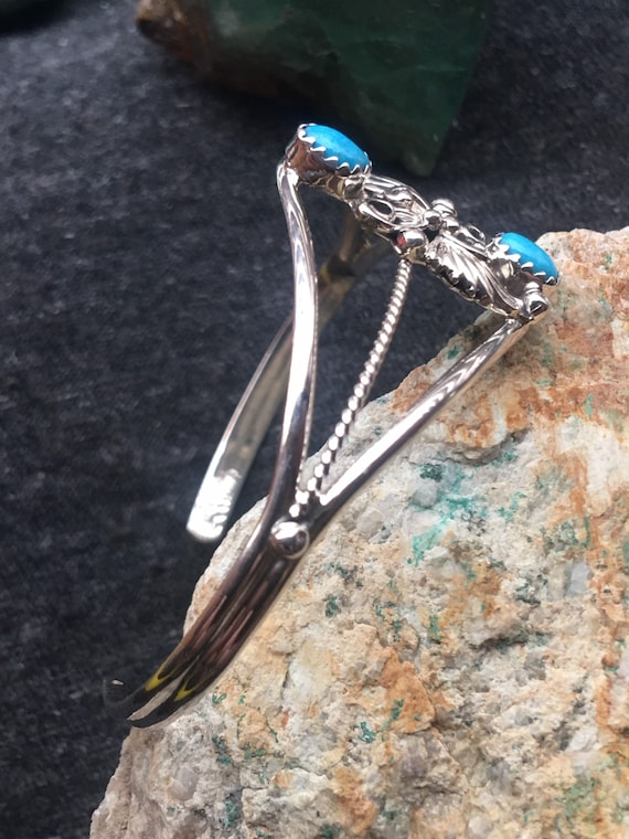Navajo Rodger Pino turquoise sterling bracelet - image 2