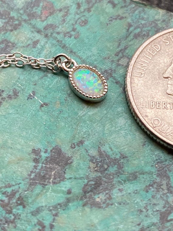 Petite opal in sterling silver necklace