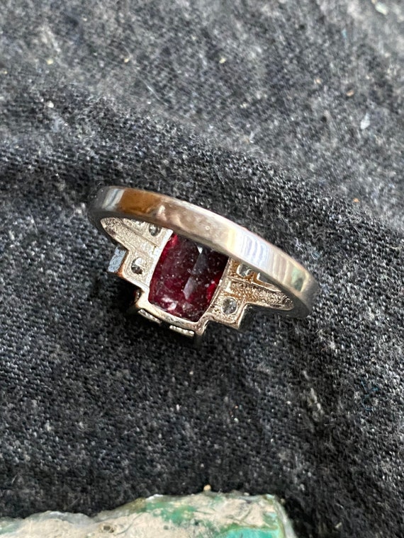 Vintage lab ruby sterling silver ring - image 3