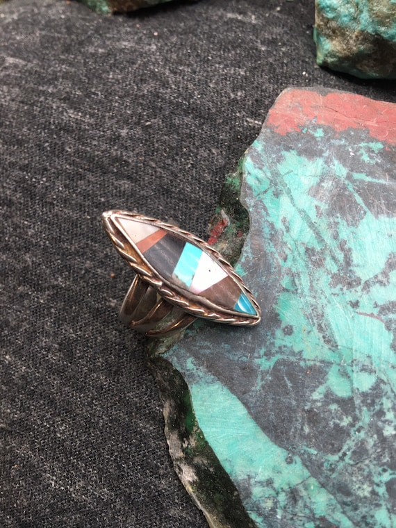 Vintage Navajo sterling multistone ring