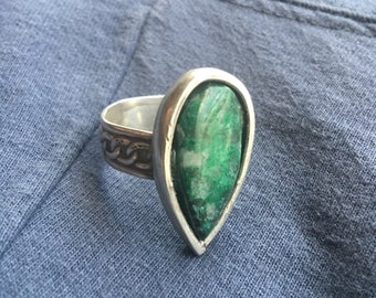 Turquoise in sterling silver ring vintage boho