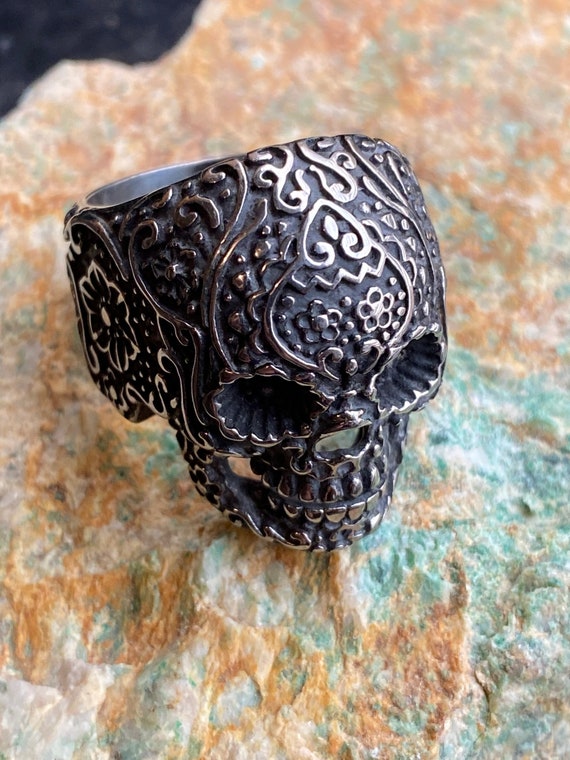 Vintage sugar skull ring - image 1