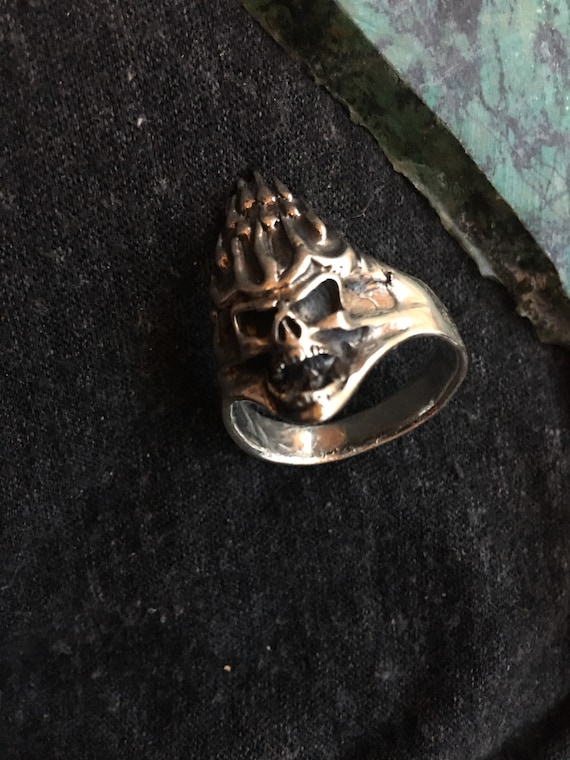 Vintage goth Harley biker sterling ring