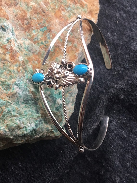 Navajo Rodger Pino turquoise sterling bracelet