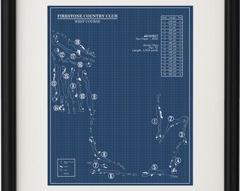 Firestone Country Club North Course Blueprint Print Etsy