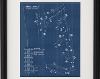 Torrey Pines Golf Course - South Course Blueprint (Print)