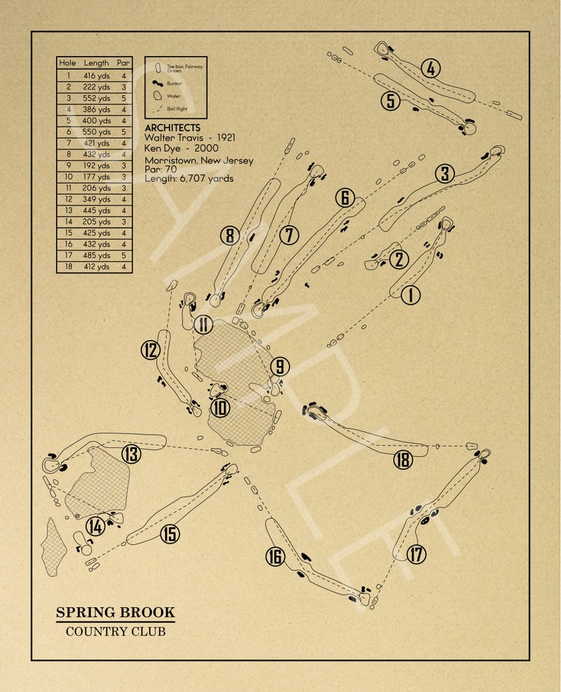 Spring Brook Country Club Outline (print) - Etsy