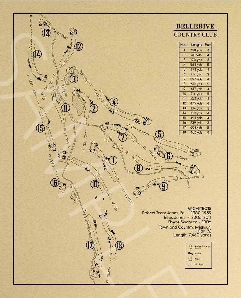 Bellerive Country Club Outline (print) - Etsy