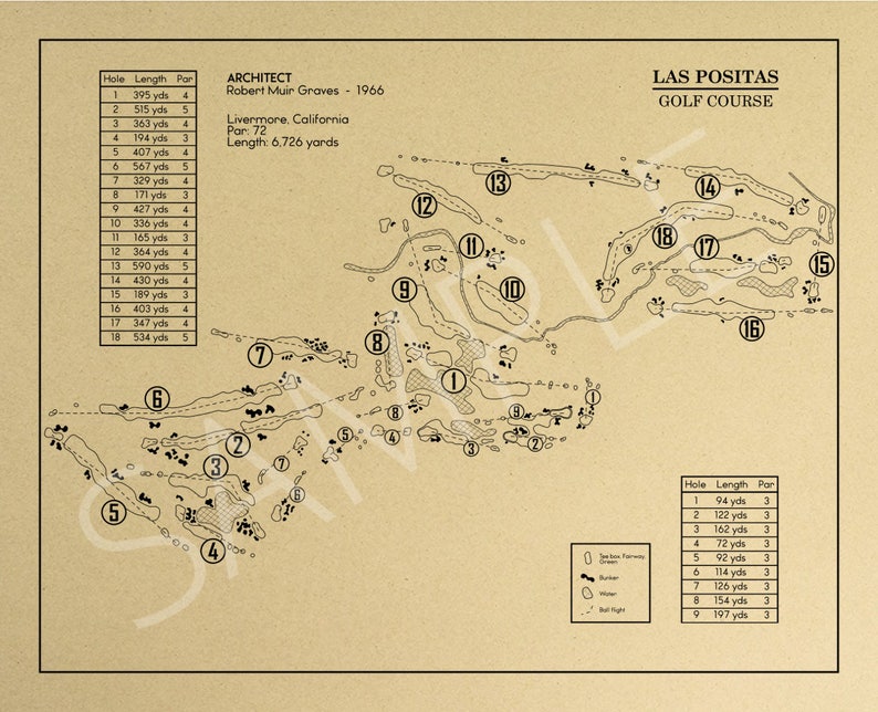 Las Positas Golf Course Outline print Etsy