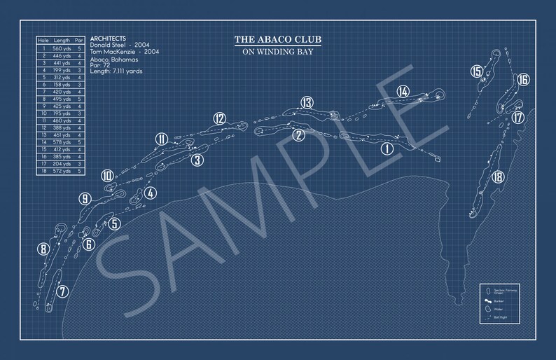 The Abaco Club on Winding Bay Blueprint (print) - Etsy