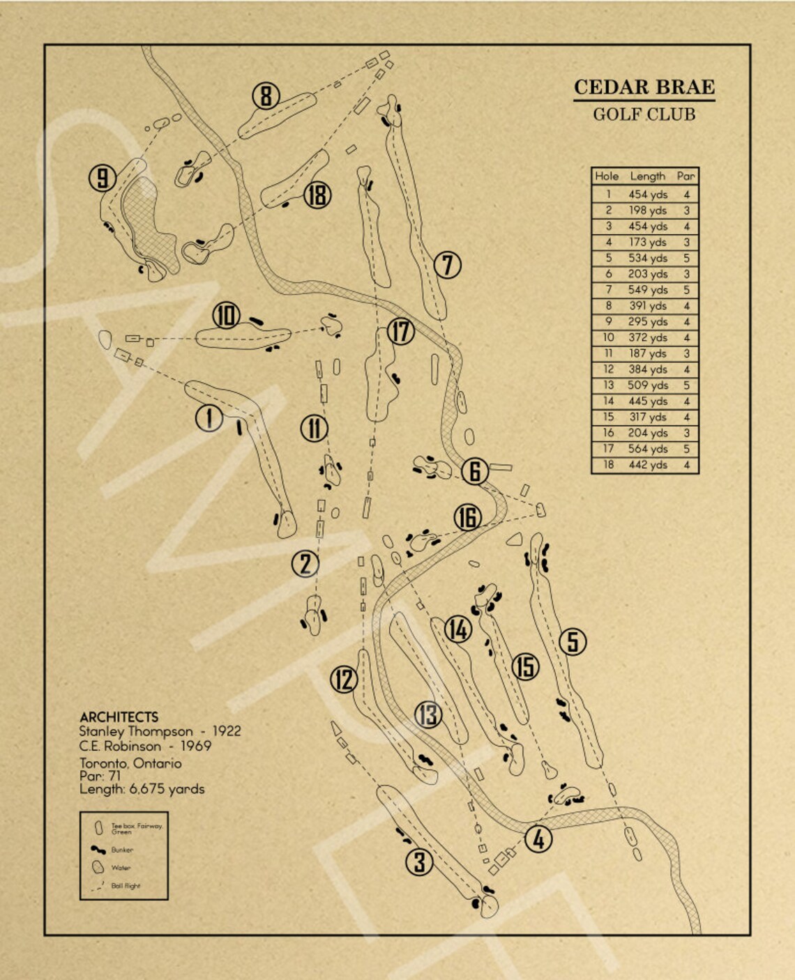 Cedar Brae Golf Club Outline print Etsy