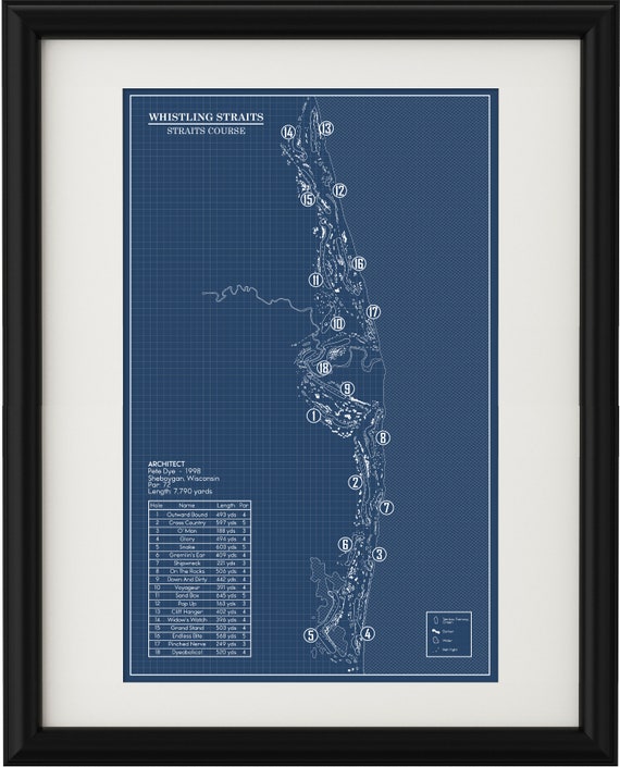 Whistling Straits Straits Course 11x17 Blueprint print Etsy UK