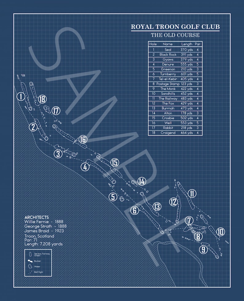 The Old Course at Royal Troon Golf Club Blueprint (print) - Etsy
