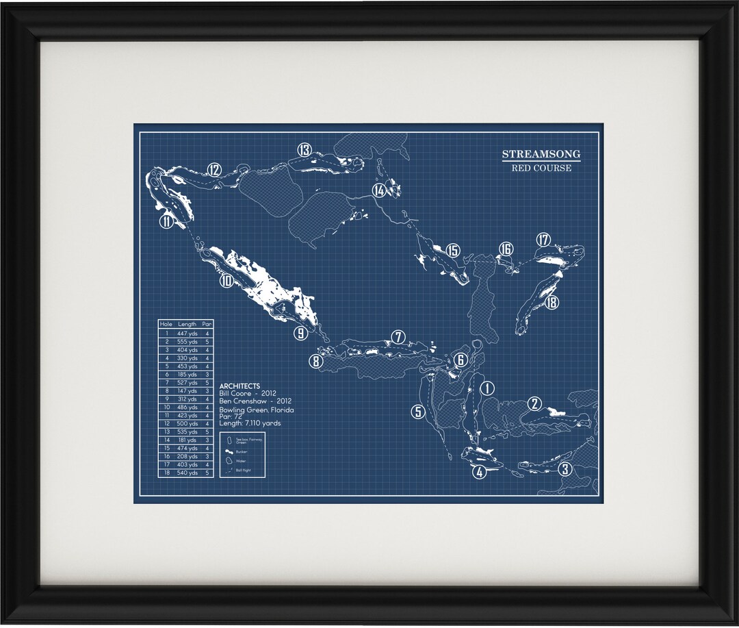 Streamsong Red Course Routing Streamsong Red Golf Course Blueprint (print) - Etsy