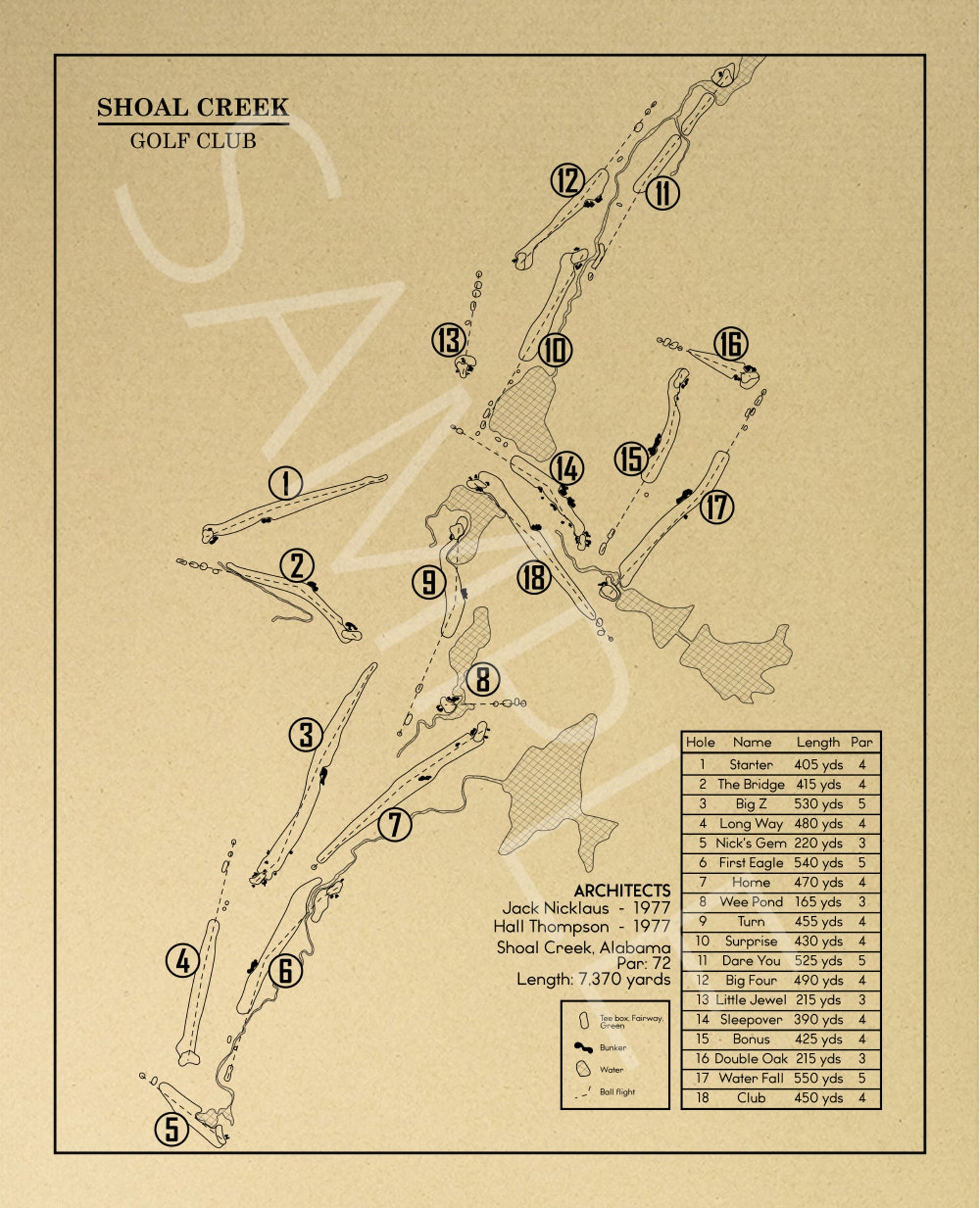 Shoal Creek Golf Club Outline Druck Etsy.de