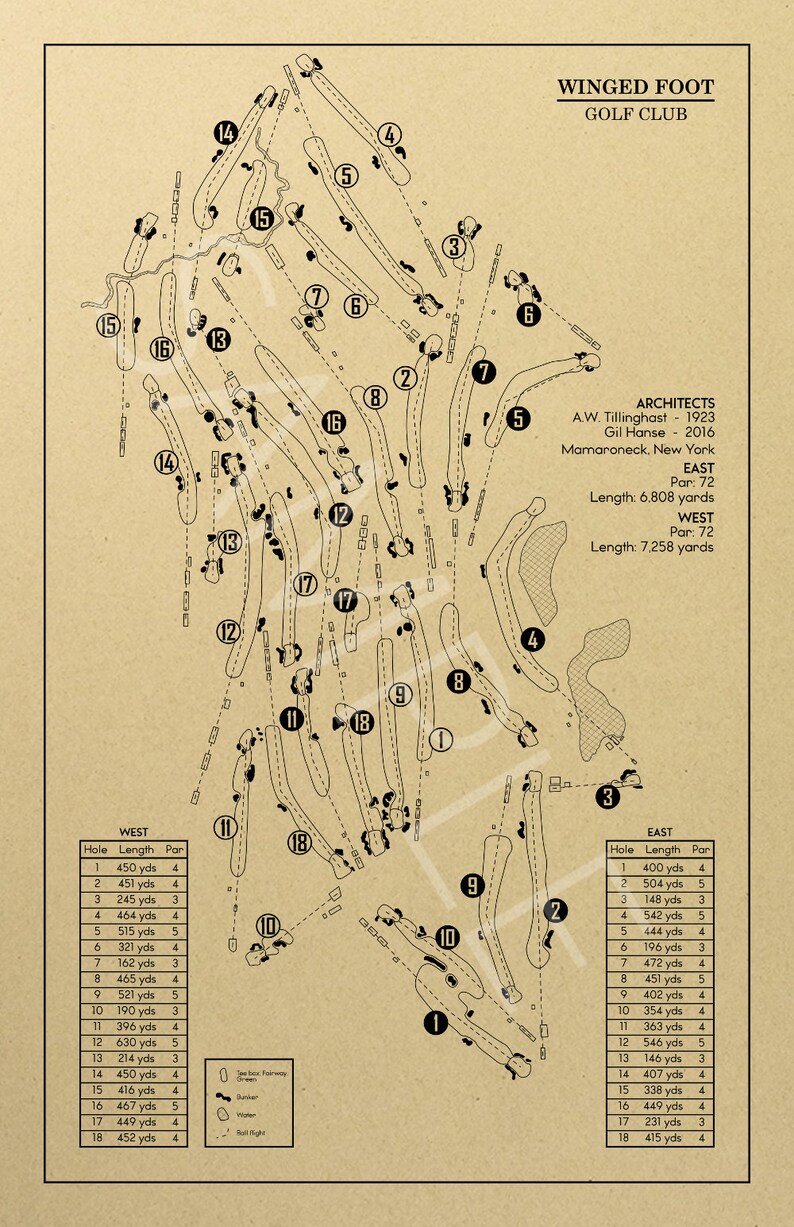 Print Winged Foot East and West Courses Outline