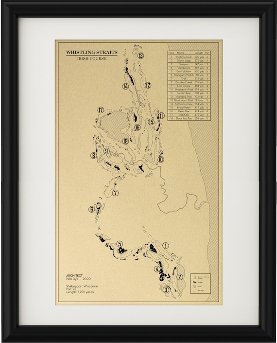 Whistling Straits Irish Course 11x17 Outline Print Etsy