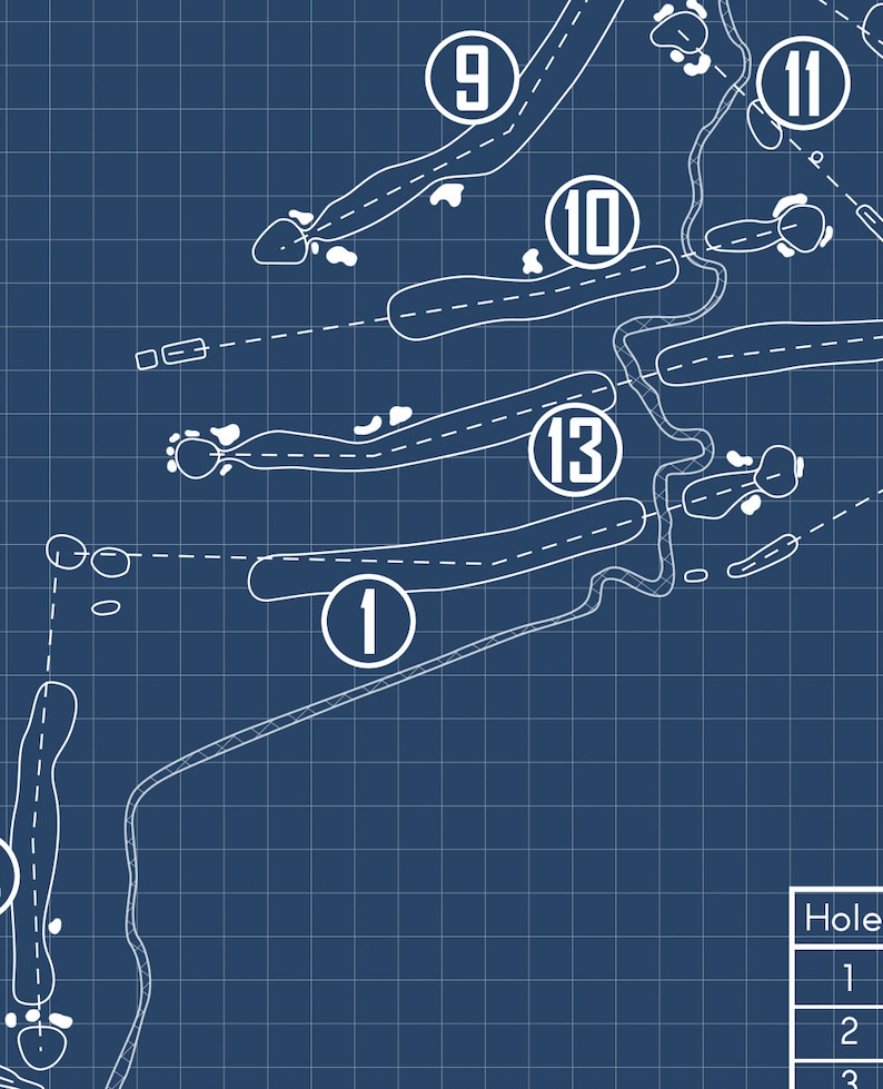 Oak Hill Country Club East Course Blueprint print Etsy