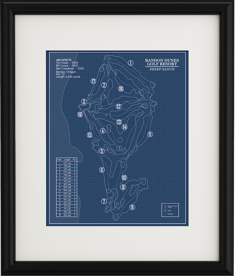 Sheep Ranch Layout Golf Bandon Dunes Sheep Ranch Golf Course Blueprint (print) - Etsy